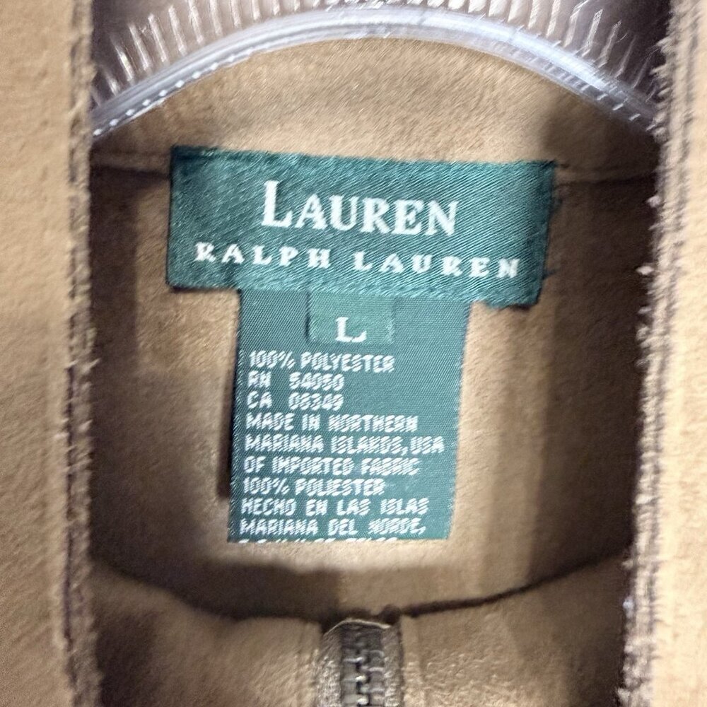 Ralph Lauren Faux Suede Zip Up Vest Women’s L Tan/Brown Western Boho Festival - Picture 4 of 4